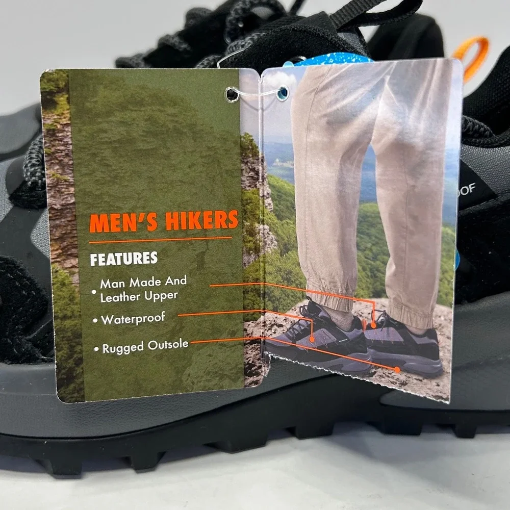 Ozark Trail Men WP Hike Low Black‎ Grey Waterproof Hiking Shoes  Men's Size 6